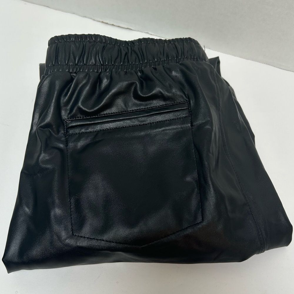 David Lerner Faux Leather Joggers Track Pants Black Polyester Blend size XS